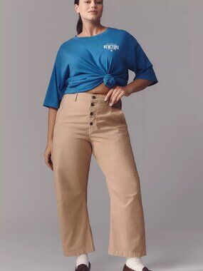 The Arin Mid-Rise Button-Front Barrel Pants by Pilcro Size 29